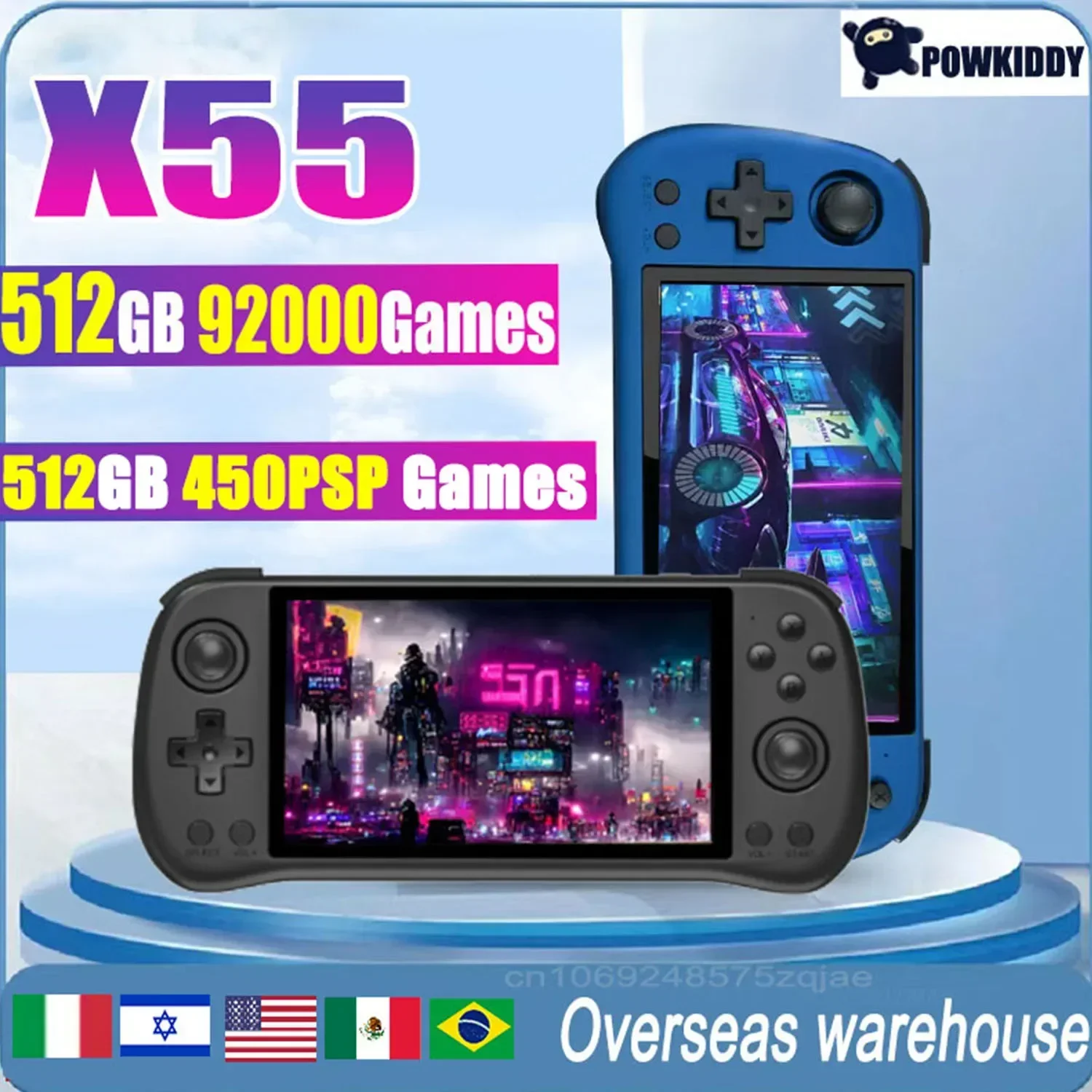 Gaming Console X55 - POWKIDDY X55 5.5INCH IPS Screen Retro