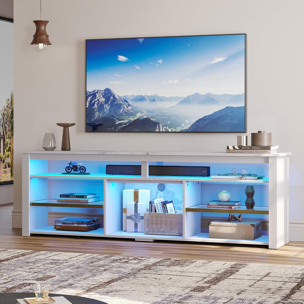 TV Stand for 75 inch TV, Tall  - Gaming Console Room review and price
