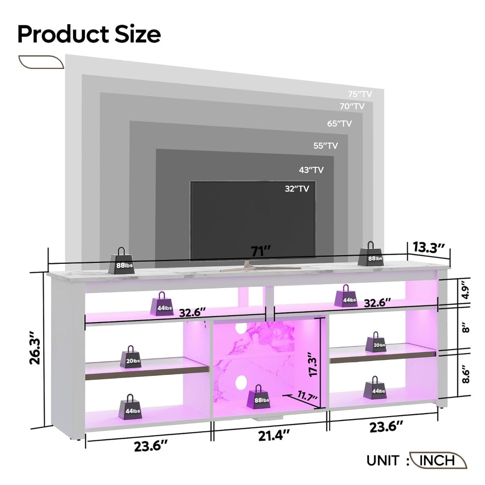 TV Stand for 75 inch TV, Tall  - Gaming Console Room review and price
